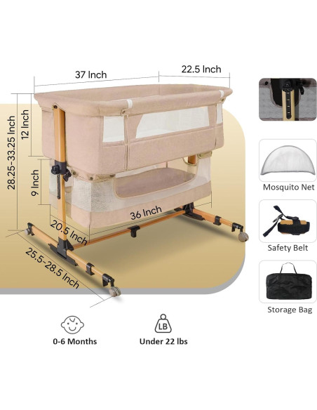 Cuna 3 en 1 Cutebeams Rosa con Colchón y Lados de Malla