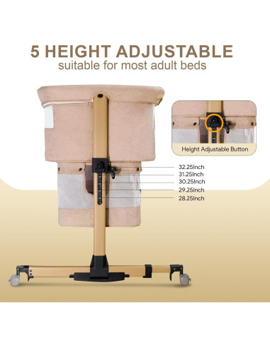 Cuna 3 en 1 Cutebeams Rosa con Colchón y Lados de Malla