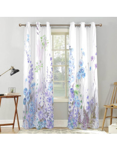 Cortinas Opacas Renaiss 53x84" Morado Floral 2 Paneles 2
