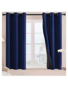 Cortinas Rutterllow Total Blackout 2 Paneles 106.68x160 cm Azul Marino