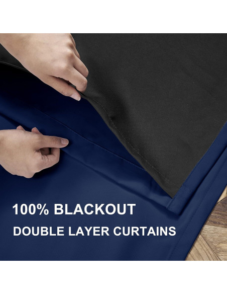 Cortinas Rutterllow Total Blackout 2 Paneles 106.68x160 cm Azul Marino