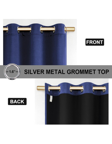 Cortinas Rutterllow Total Blackout 2 Paneles 106.68x160 cm Azul Marino