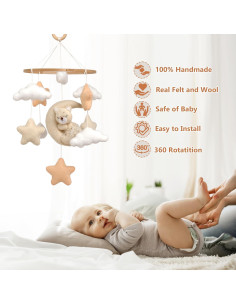 Móvil de cuna Elyese Princesa de fieltro con nube y estrellas 2
