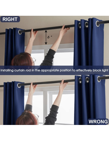 Cortinas Rutterllow Total Blackout 2 Paneles 106.68x160 cm Azul Marino