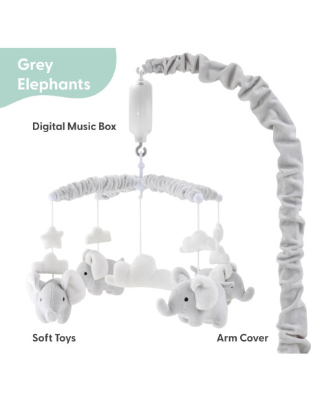 Móvil Musical de Cuna The Peanutshell Elefante Gris 12 Nanas Móvil Musical de Cuna The Peanutshell Elefante Gris 12 Nanas