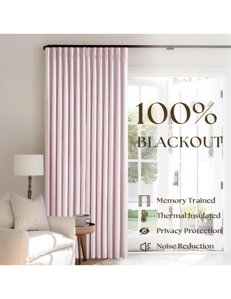 Cortinas Opacas Plisadas TWODRAPES Rosa Claro 243.8 cm x 101.6 cm