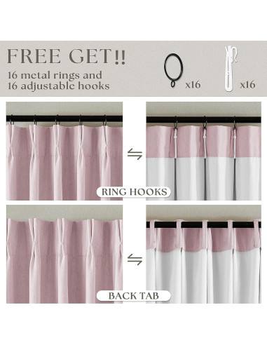 Cortinas Opacas Plisadas TWODRAPES Rosa Claro 243.8 cm x 101.6 cm