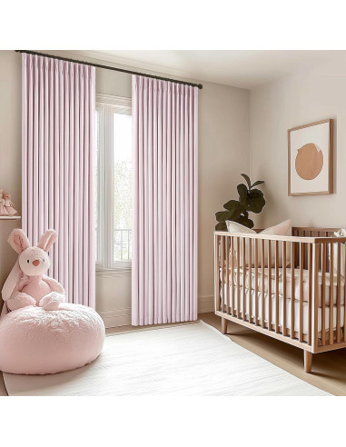 Cortinas Opacas Plisadas TWODRAPES Rosa Claro 243.8 cm x 101.6 cm