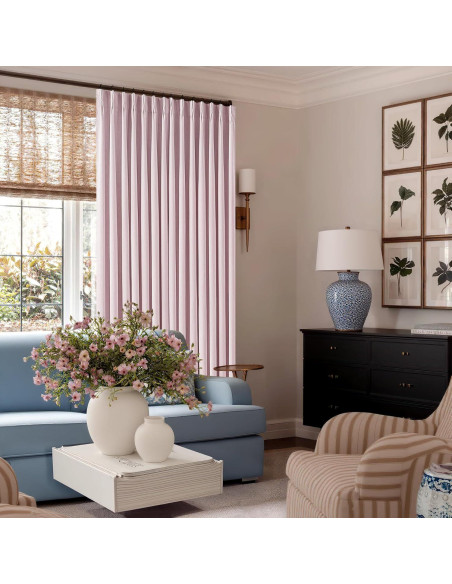 Cortinas Opacas Plisadas TWODRAPES Rosa Claro 243.8 cm x 101.6 cm
