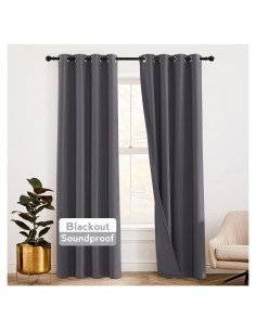 Cortinas Aislantes Acústicas RYB HOME 132x274 cm 2 Paneles Gris