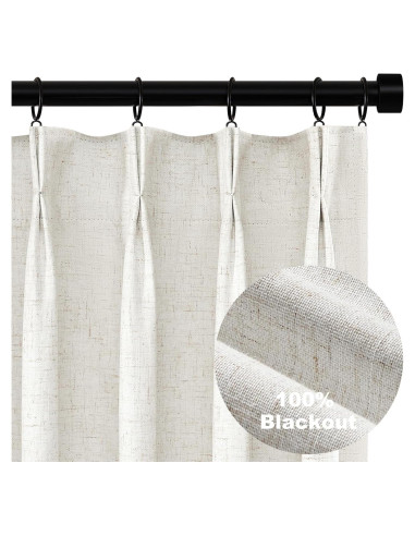 Cortinas Opacas Topfinel 100% Lino 40x80" Pack de 2 Color Natural