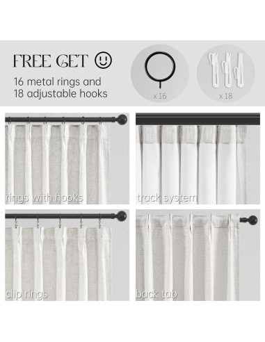 Cortinas Opacas Topfinel 100% Lino 40x80" Pack de 2 Color Natural