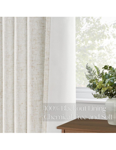 Cortinas Opacas Topfinel 100% Lino 40x80" Pack de 2 Color Natural