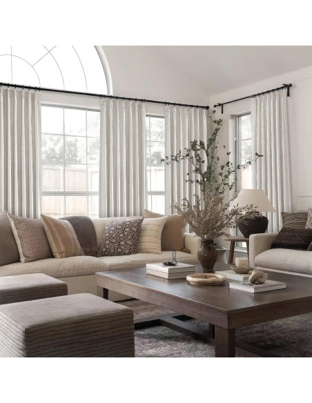 Cortinas Opacas Topfinel 100% Lino 40x80" Pack de 2 Color Natural