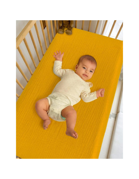 Sábanas para cuna ZURLEFY 81x40 cm Algodón Amarillo