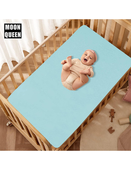 Juego de Sábanas Ajustadas MOONQUEEN para Cuna 2 Piezas Aguamarina