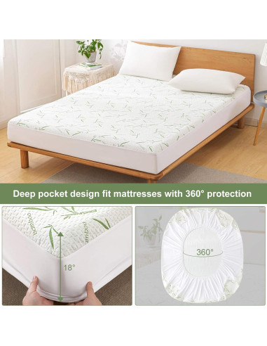 Protector de Colchón Queen Softhour Impermeable Rayón Bambú
