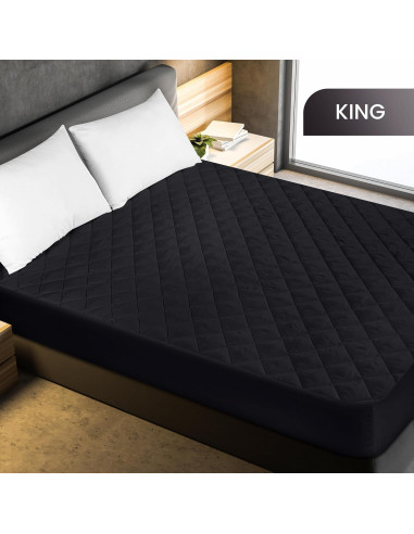 Protector de Colchón Acolchado Utopia Bedding King Negro