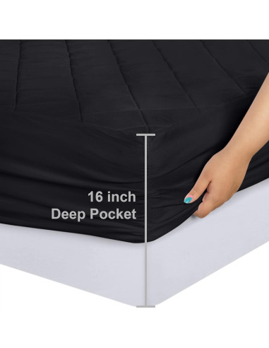 Protector de Colchón Acolchado Utopia Bedding King Negro