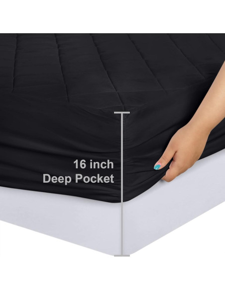 Protector de Colchón Acolchado Utopia Bedding King Negro Protector de Colchón Acolchado Utopia Bedding King Negro