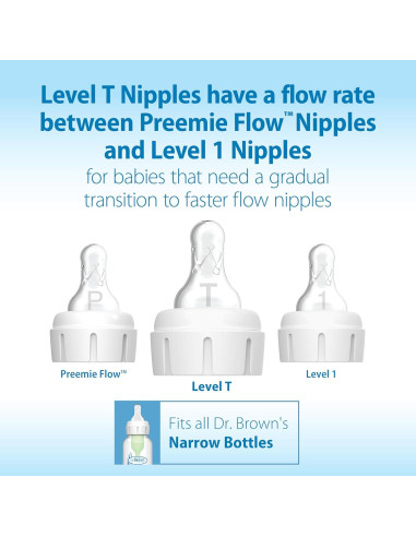 Chupón Estrecho Nivel T Dr. Brown 6 Unidades Silicona BPA Libre