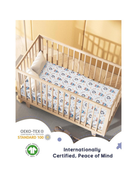 Sábana Ajustada para Cuna Cozary Animales 81x40cm Transpirable