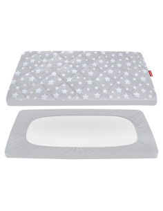 Sábana Ajustada Moonsea para Pack and Play 99x68.6cm Estrella Gris