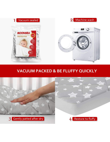Sábana Ajustada Moonsea para Pack and Play 99x68.6cm Estrella Gris