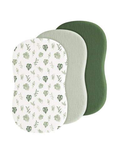 Sábanas de Muselina para Cuna Coreeky 3 Piezas Verde Hoja