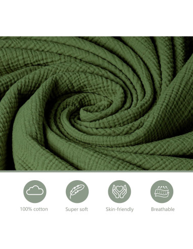 Sábanas de Muselina para Cuna Coreeky 3 Piezas Verde Hoja