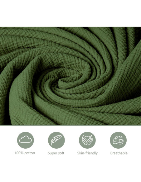 Sábanas de Muselina para Cuna Coreeky 3 Piezas Verde Hoja