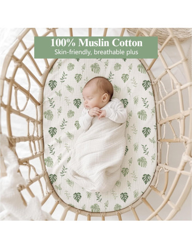 Sábanas de Muselina para Cuna Coreeky 3 Piezas Verde Hoja