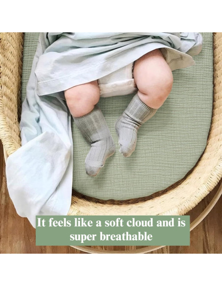 Sábanas de Muselina para Cuna Coreeky 3 Piezas Verde Hoja