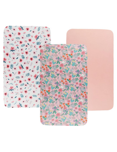 Juego de Sábanas para Cuna Tontukatu 3 Piezas Floral Rosa