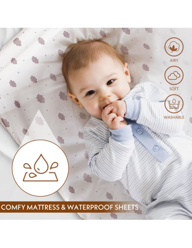 Cuna Mecedora Hichangto 3 en 1 Ajustable 6 Alturas Gris Claro