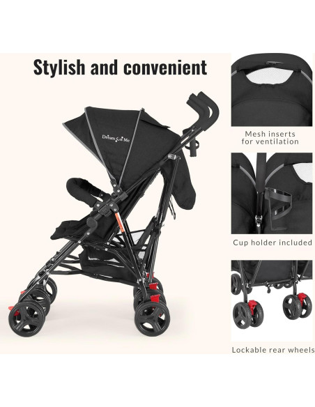 Carrito de Paraguas Volgo Twin Dream On Me Negro 2 Asientos Carrito de Paraguas Volgo Twin Dream On Me Negro 2 Asientos