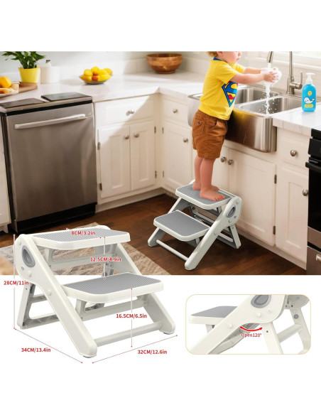 Escalera Plegable para Niños iNeibo 2 Pasos Antideslizante Gris Escalera Plegable para Niños iNeibo 2 Pasos Antideslizante Gris