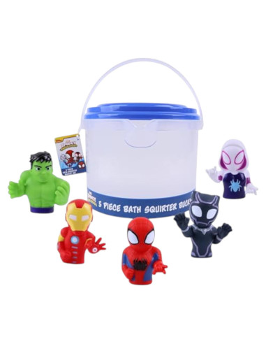 Set de Juguetes de Baño Spidey y Amigos - 6 Piezas con Cubo