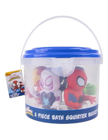 Set de Juguetes de Baño Spidey y Amigos - 6 Piezas con Cubo