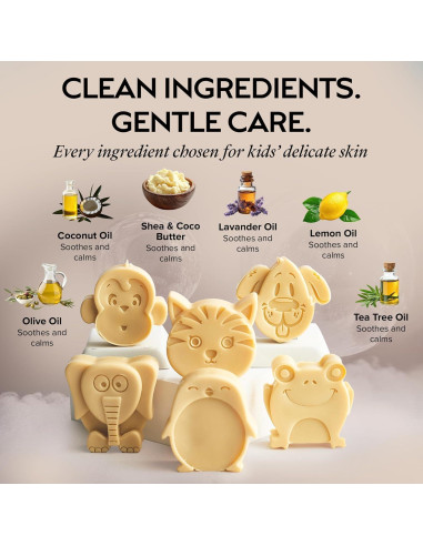 Jabón en Barra para Niños ZAAINA - Set de 6 Animales