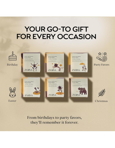 Jabón en Barra para Niños ZAAINA - Set de 6 Animales