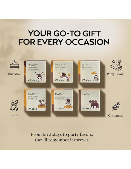 Jabón en Barra para Niños ZAAINA - Set de 6 Animales