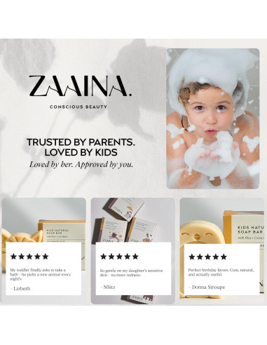 Jabón en Barra para Niños ZAAINA - Set de 6 Animales