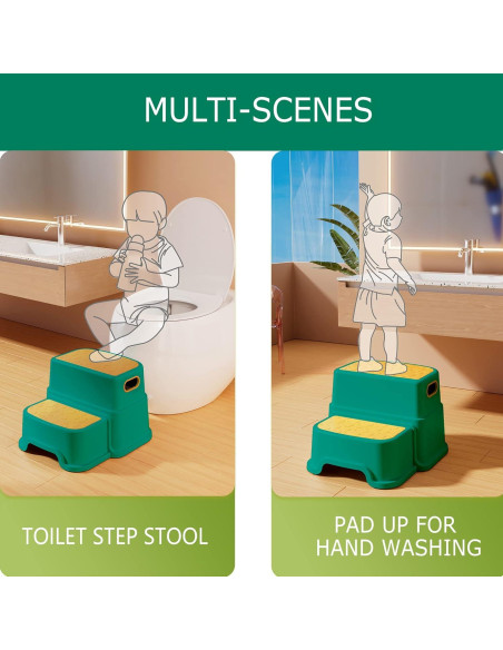 Escalera de 2 Pasos HOMKO para Niños Verde Antideslizante Escalera de 2 Pasos HOMKO para Niños Verde Antideslizante