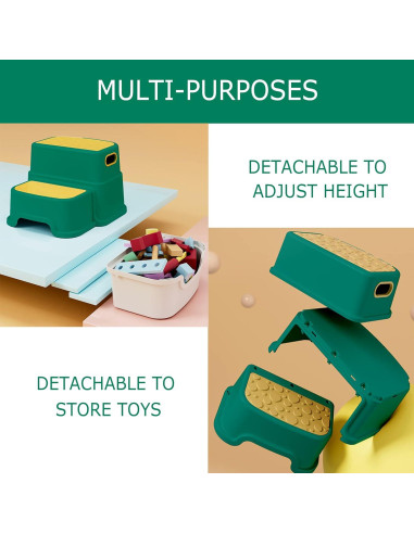 Escalera de 2 Pasos HOMKO para Niños Verde Antideslizante