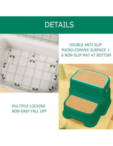 Escalera de 2 Pasos HOMKO para Niños Verde Antideslizante