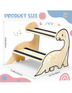 Escalera de Dos Pasos DoubleFill de Madera para Niños Dinosaurio 2