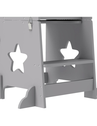 Taburete para Niños Qaba 2 en 1 con Barandilla Seguridad Gris