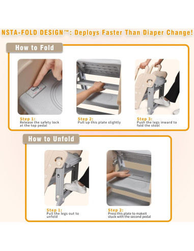 Escalera Plegable para Niños XQIAO 3 Escalones Antideslizante