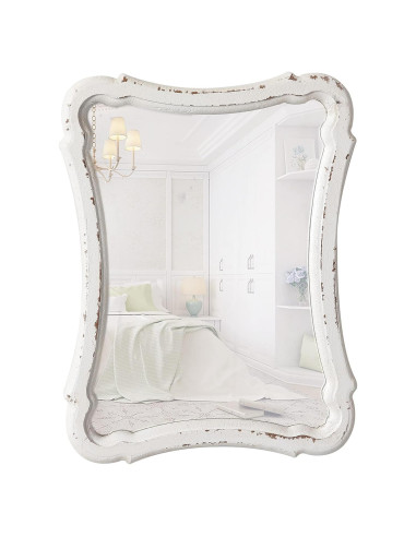 Espejo de Pared Vintage Sintosin 30x23 cm Blanco Rústico